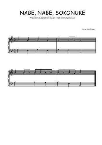 Téléchargez l'arrangement pour piano de la partition de Nabe, nabe, sokonuke en PDF